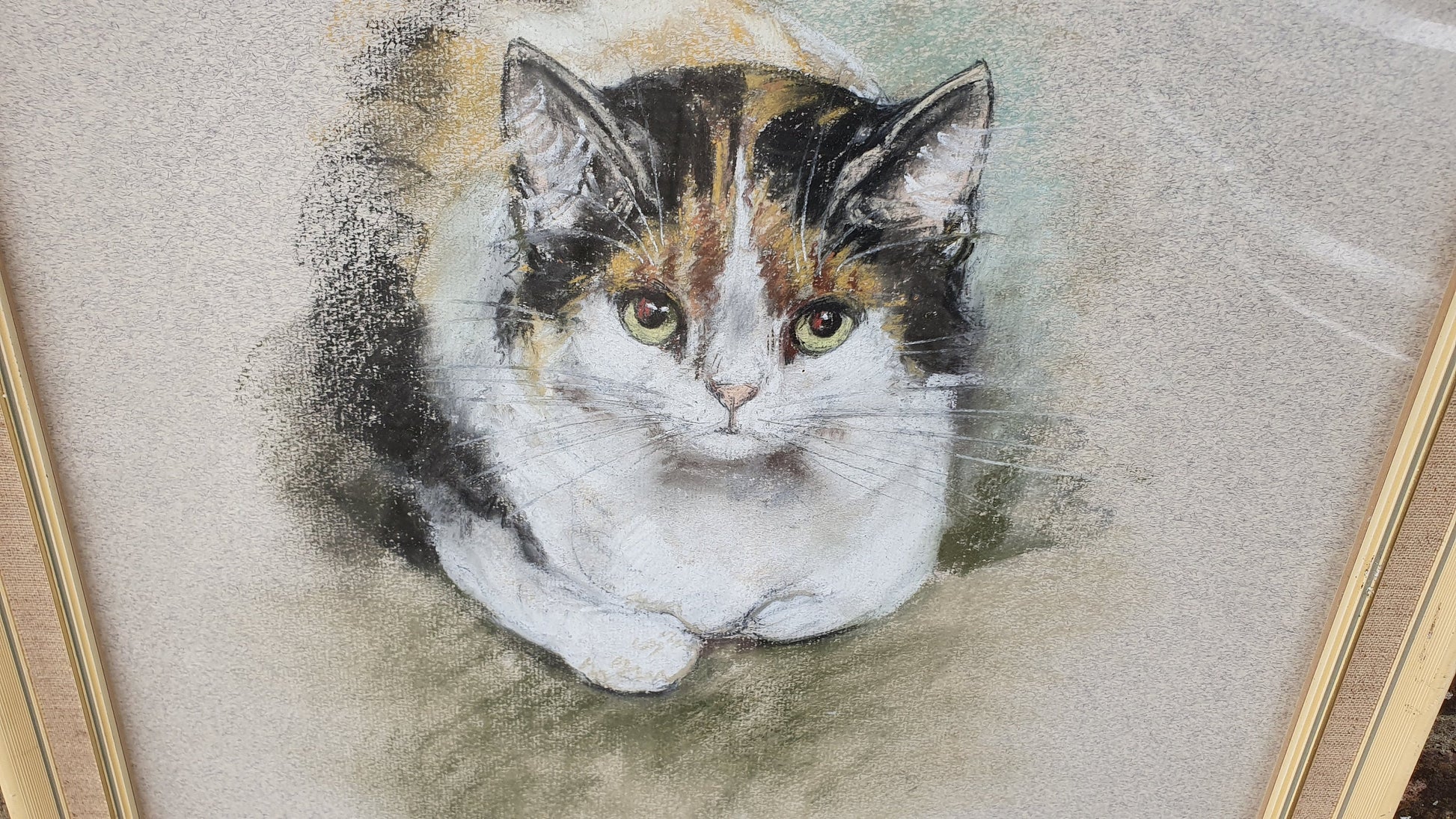 Original Marjorie Cox Pastel Portrait of a Cat ‘Pretty Puss’ 1979