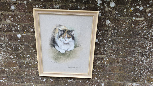 Original Marjorie Cox Pastel Portrait of a Cat ‘Pretty Puss’ 1979