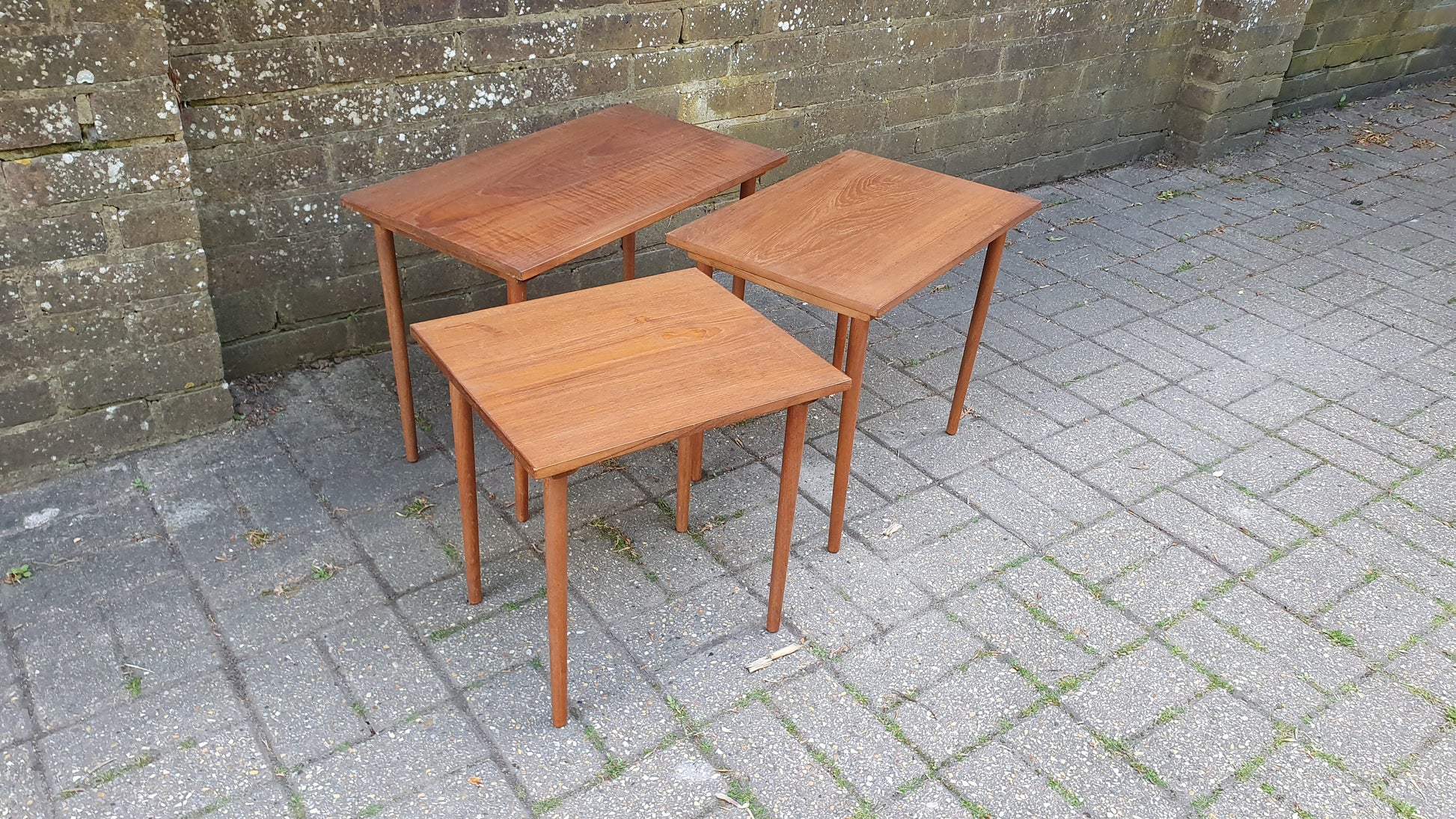 Nest of 3 Three Retro Coffee Tables Side Bedside Plant Stand.