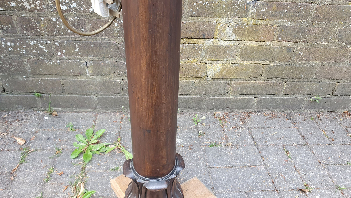 Superb Architectural Salvage Mahogany Unique Standard Lamp Working
