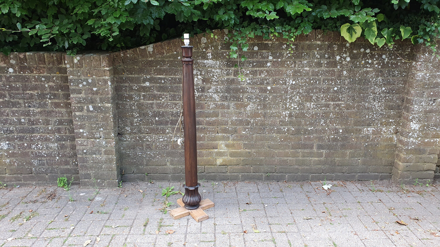 Superb Architectural Salvage Mahogany Unique Standard Lamp Working