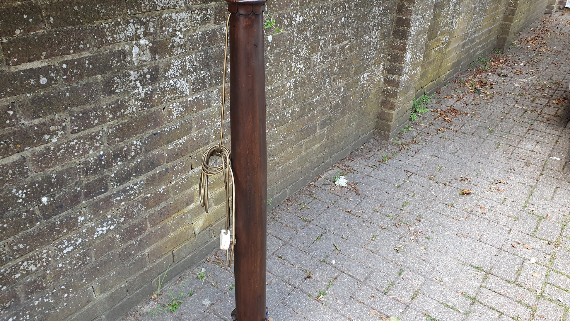 Superb Architectural Salvage Mahogany Unique Standard Lamp Working
