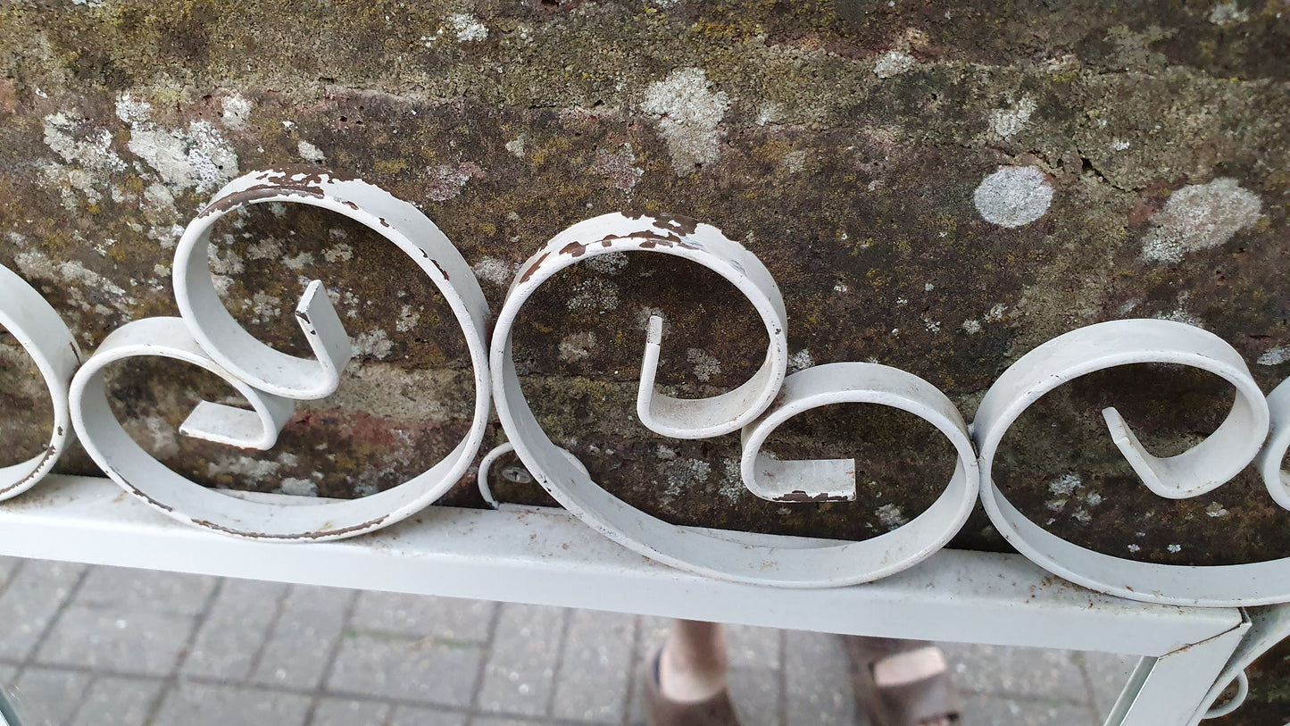White Painted Swirly 70’s Metal Vintage Retro Metal Wall Mirror