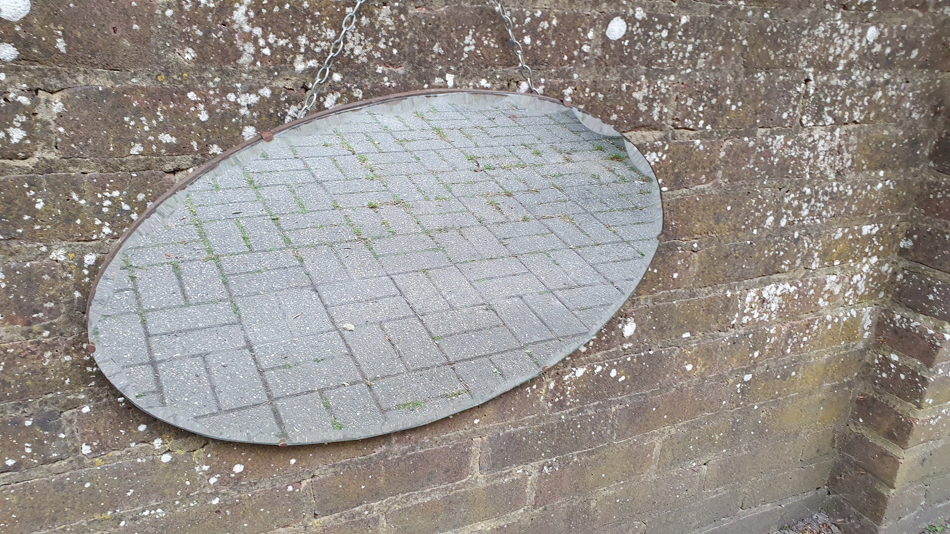 Frameless Large Vintage Oval Pie Crust Mirror Decorative Bevelled Edge