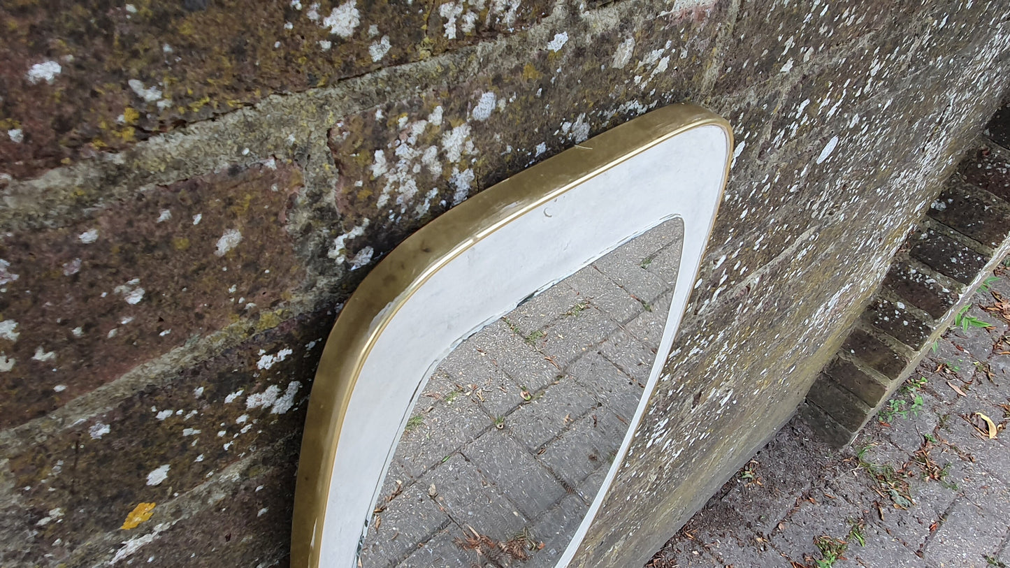Vintage Retro Shaped Painted White and Gold Side Wall Mirror