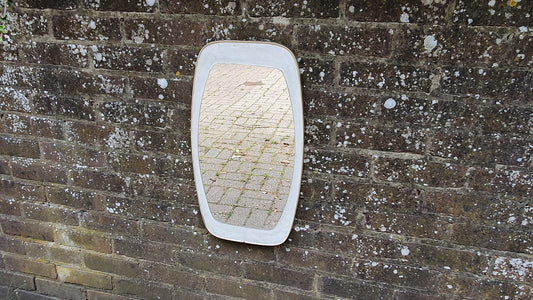Vintage Retro Shaped Painted White and Gold Side Wall Mirror