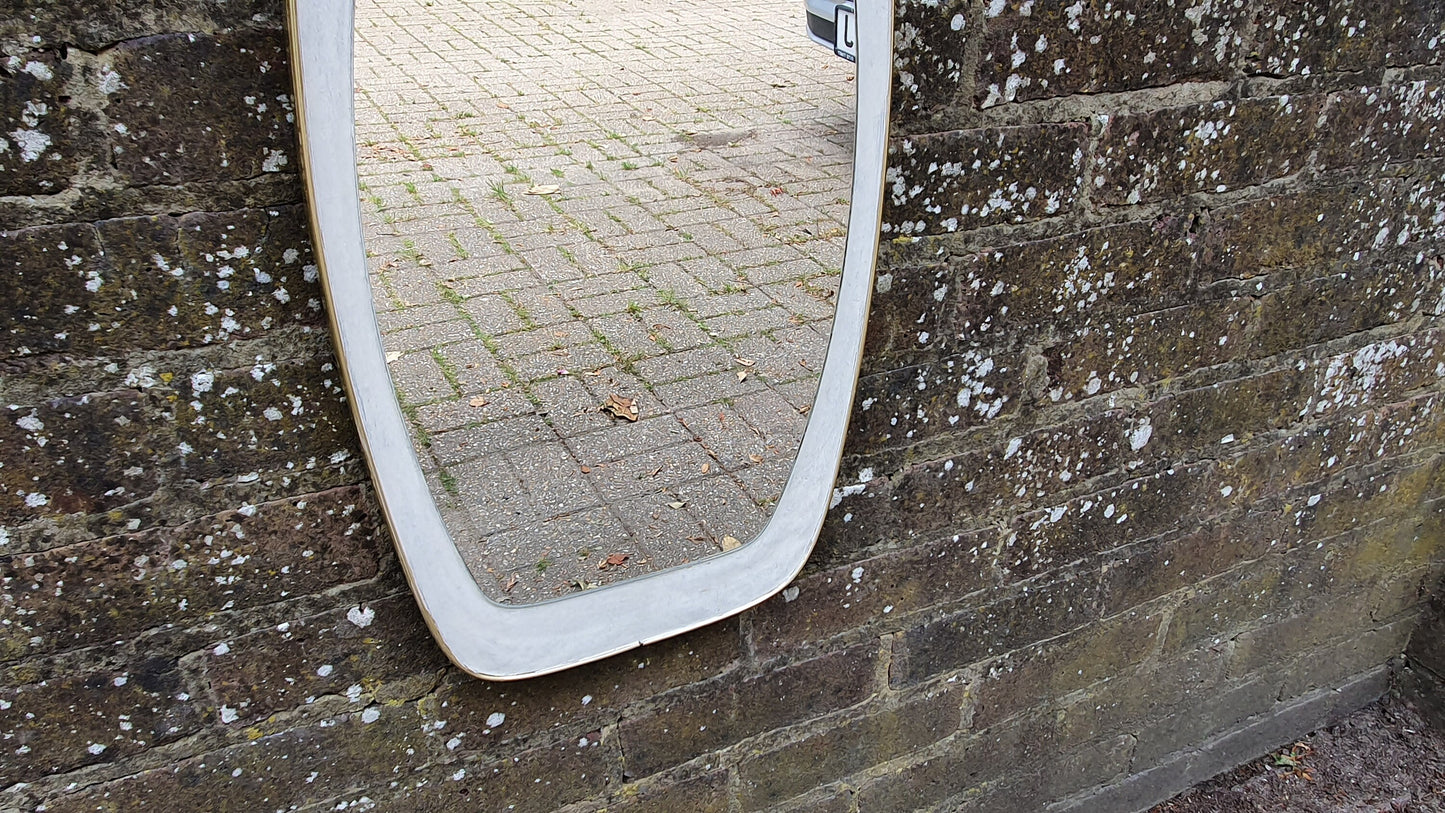 Vintage Retro Shaped Painted White and Gold Side Wall Mirror