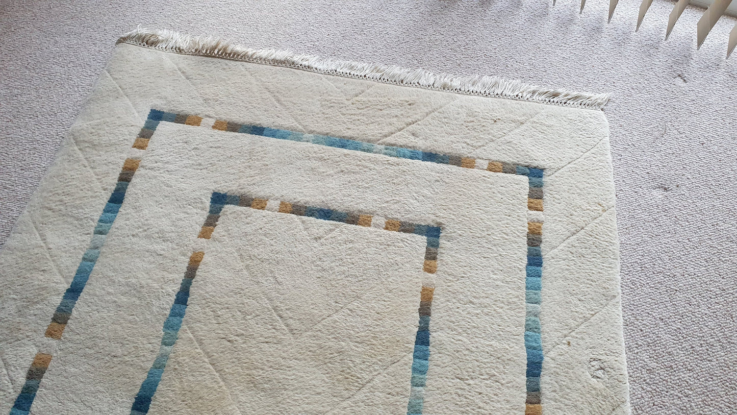 Large Thick Wool Heavy Quality Cream Decorated Rug ‘Imperial Jewel’