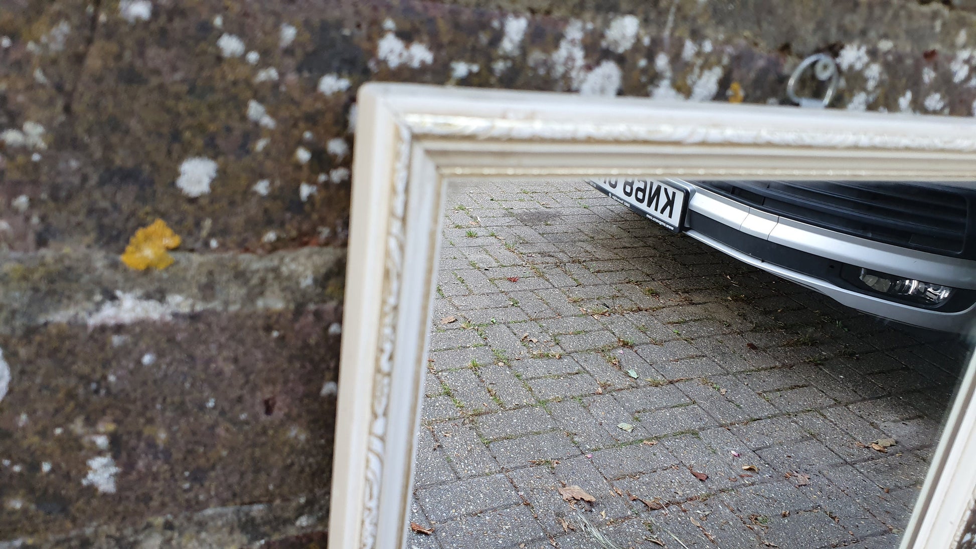 Vintage 1960’s Gold and White Wall Mirror. 60 x 30 cm