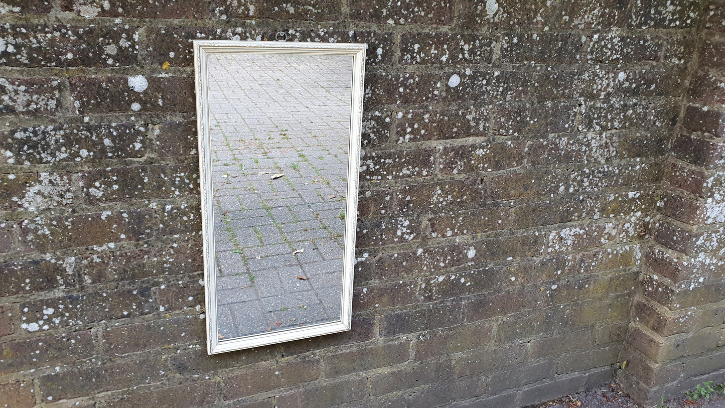Vintage 1960’s Gold and White Wall Mirror. 60 x 30 cm