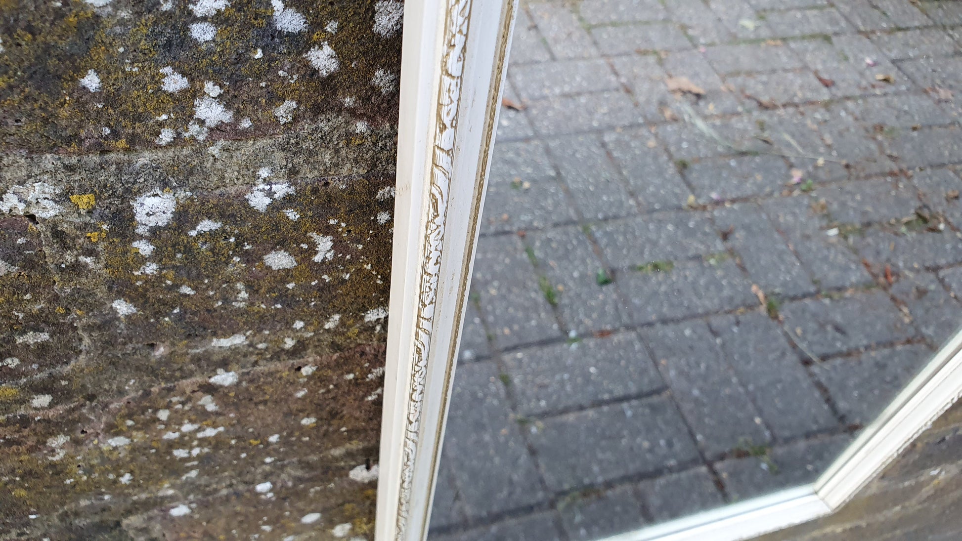 Vintage 1960’s Gold and White Wall Mirror. 60 x 30 cm