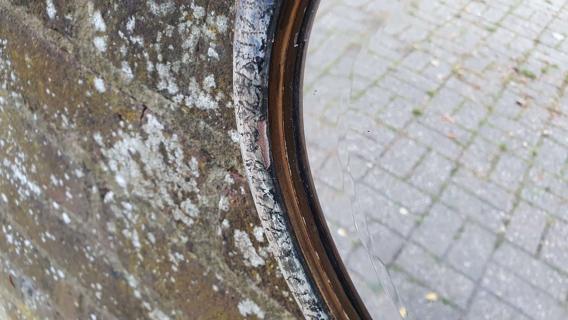 Large Painted and Gold Oval Vintage 1930’s Retro Wall Mirror
