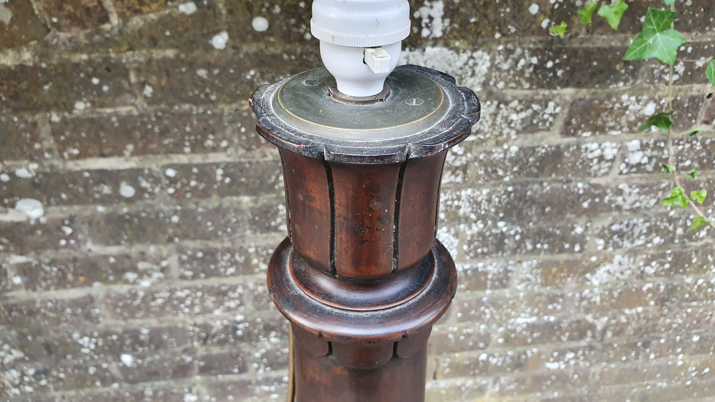 Superb Architectural Salvage Mahogany Unique Standard Lamp Working