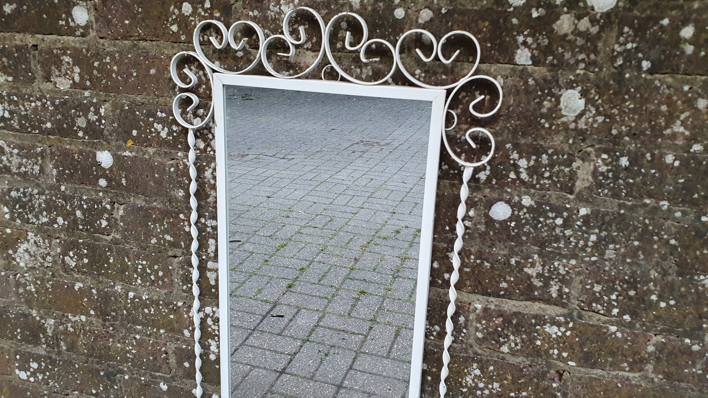 White Painted Swirly 70’s Metal Vintage Retro Metal Wall Mirror