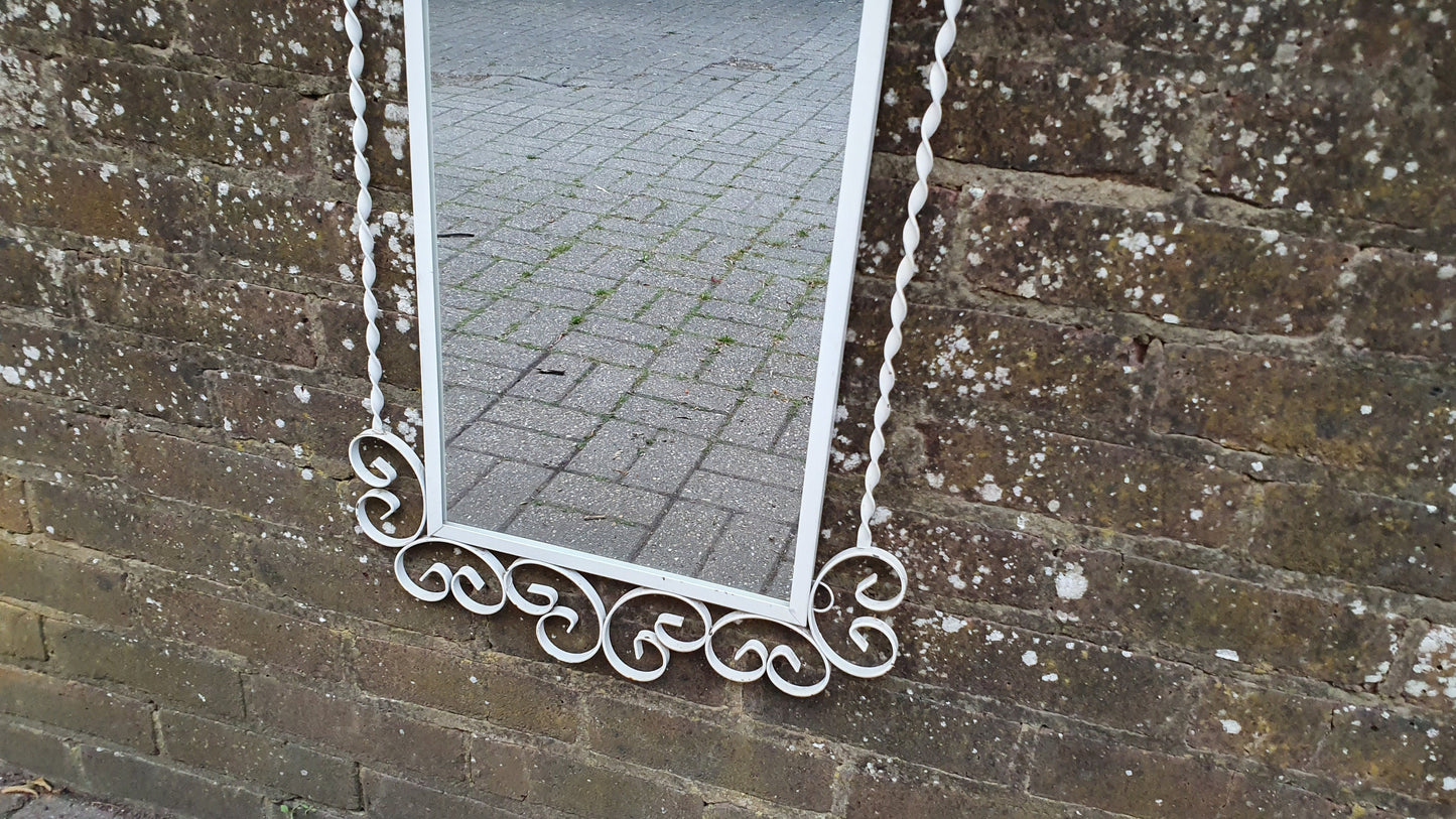 White Painted Swirly 70’s Metal Vintage Retro Metal Wall Mirror