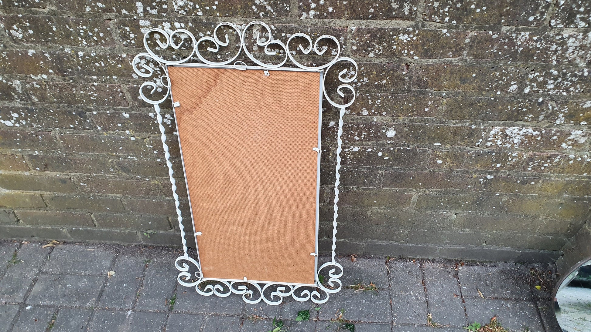 White Painted Swirly 70’s Metal Vintage Retro Metal Wall Mirror
