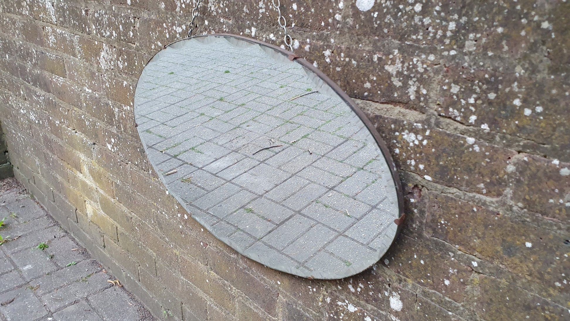 Frameless Large Vintage Oval Pie Crust Mirror Decorative Bevelled Edge