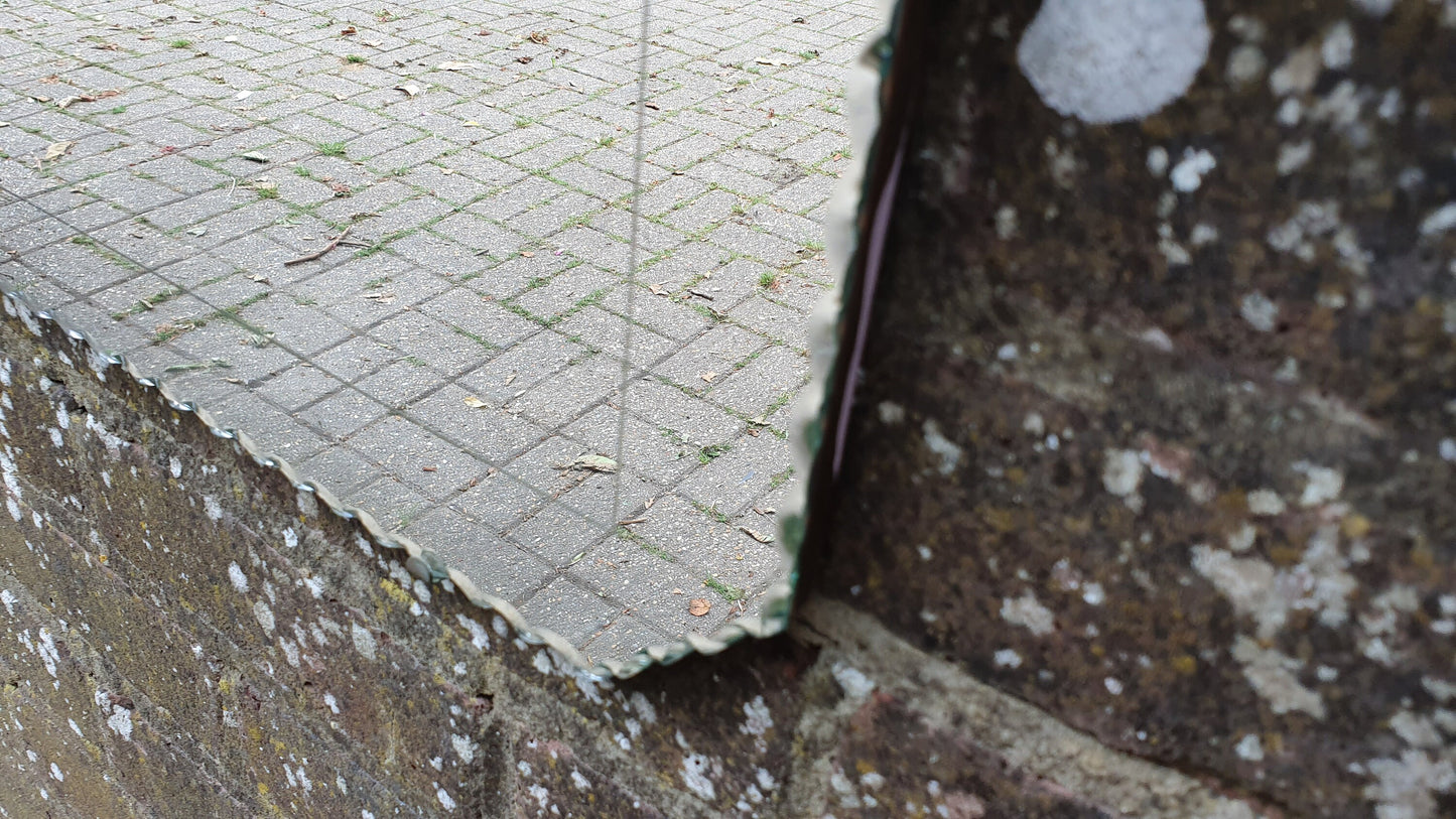 Frameless Large Vintage Retro Etched Glass Mirror With Pie Crust Bevelled Exterior Decoration