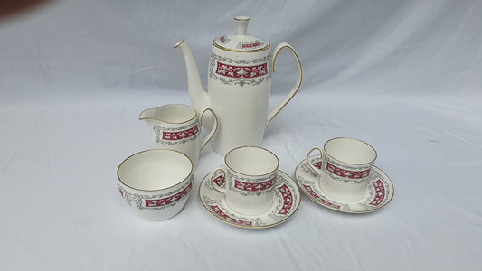 Vintage Shelley Blenheim Carlisle Coffee Set for Two Coffee Pot Bowl Creamer x2 Cups and Saucers. 1960s