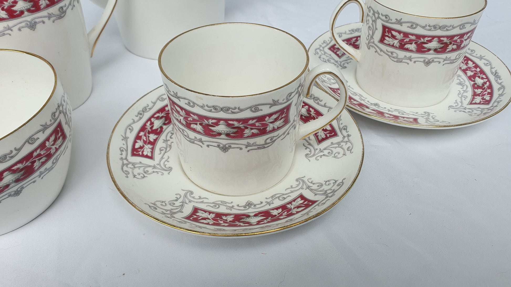 Vintage Shelley Blenheim Carlisle Coffee Set for Two Coffee Pot Bowl Creamer x2 Cups and Saucers. 1960s