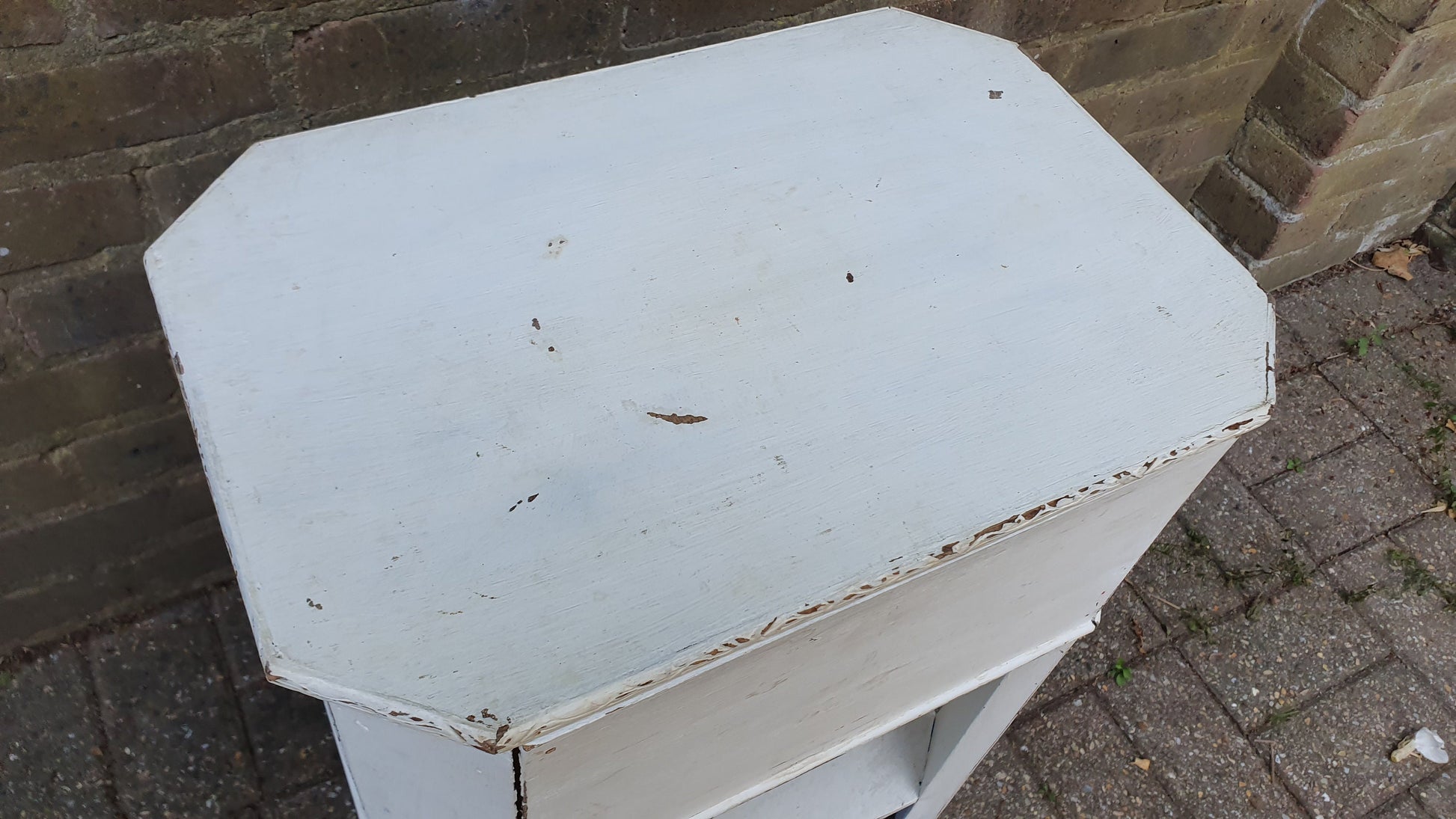 Vintage Painted Oak Work Box Occasional Table Storage Sewing