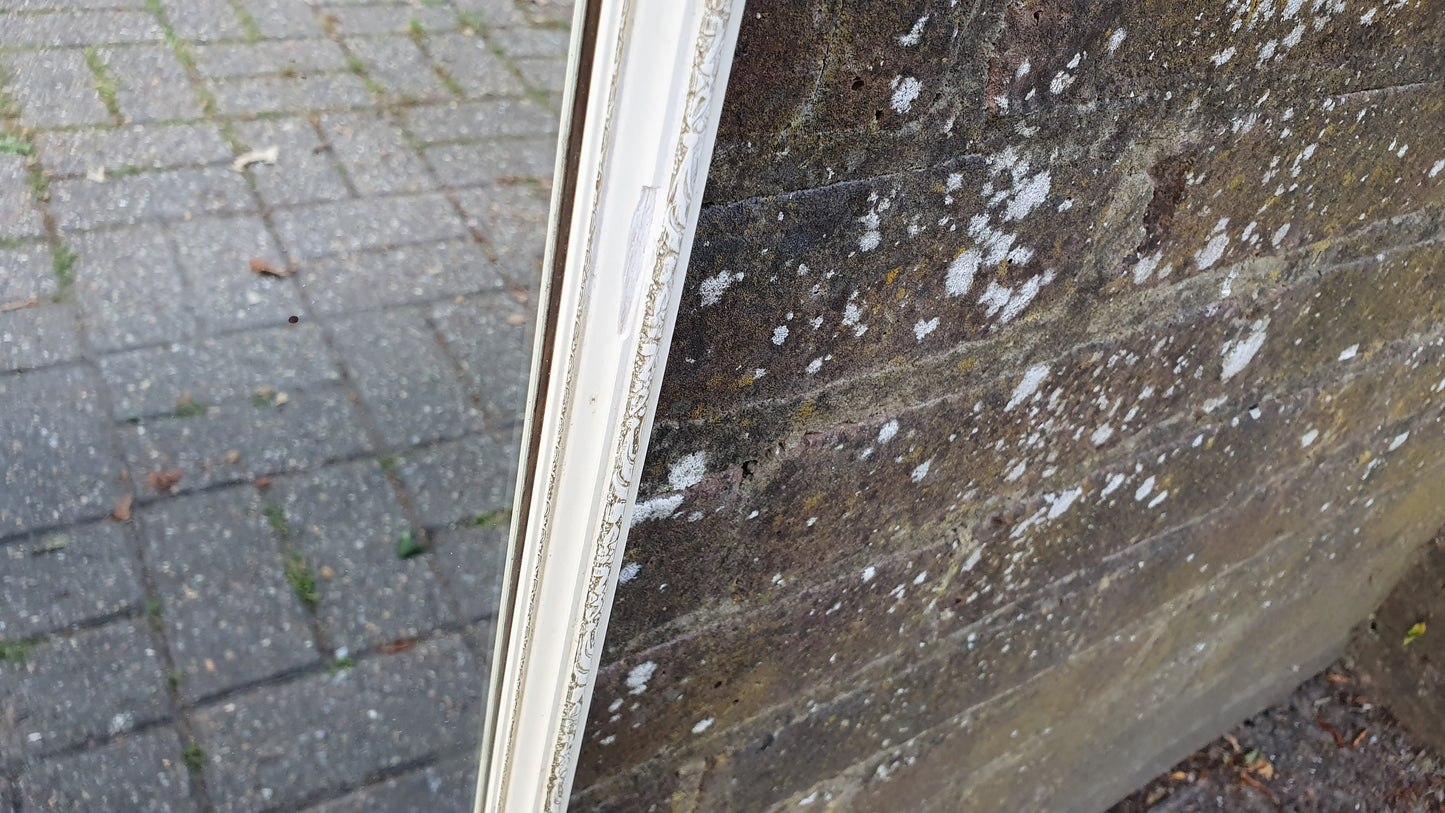 Vintage 1960’s Gold and White Wall Mirror. 60 x 30 cm