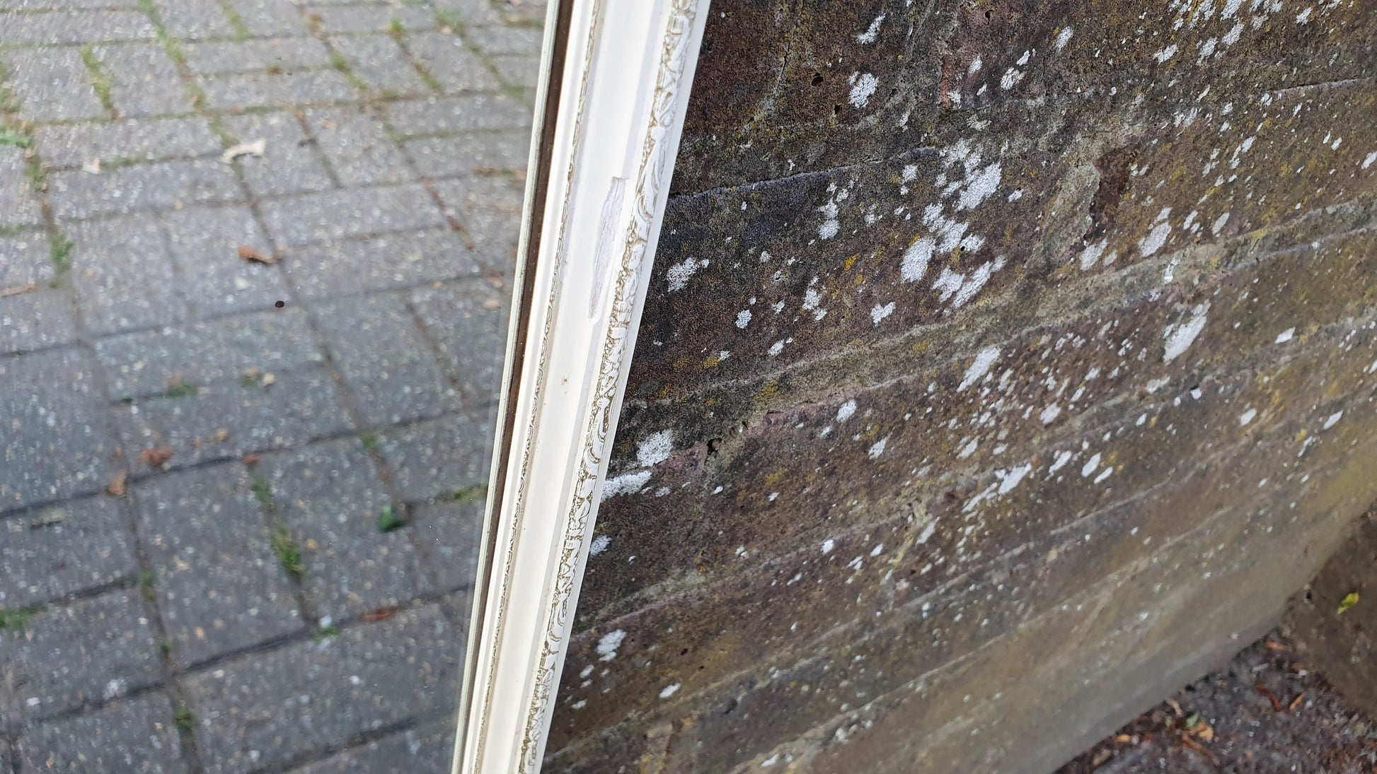 Vintage 1960’s Gold and White Wall Mirror. 60 x 30 cm