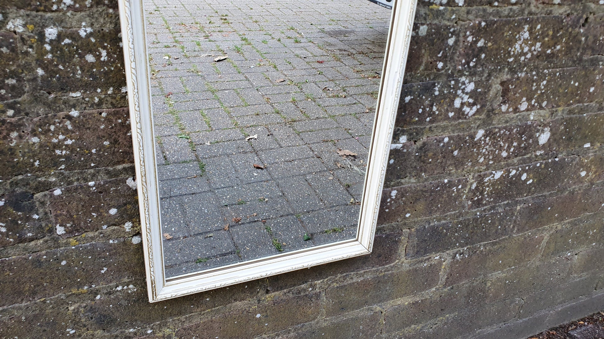Vintage 1960’s Gold and White Wall Mirror. 60 x 30 cm