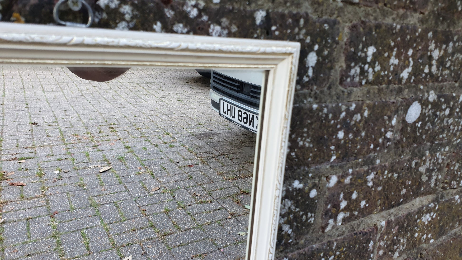 Vintage 1960’s Gold and White Wall Mirror. 60 x 30 cm