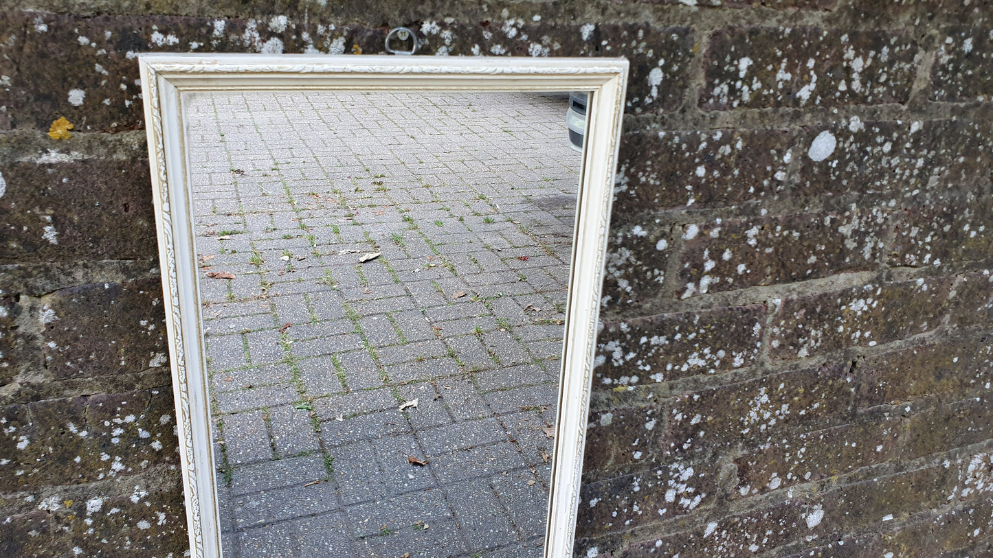 Vintage 1960’s Gold and White Wall Mirror. 60 x 30 cm