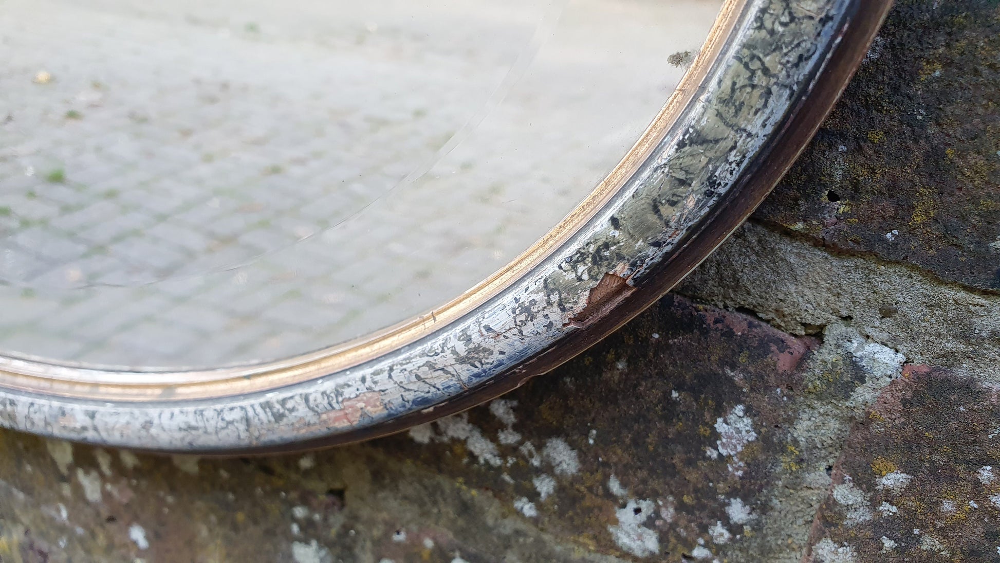 Large Painted and Gold Oval Vintage 1930’s Retro Wall Mirror
