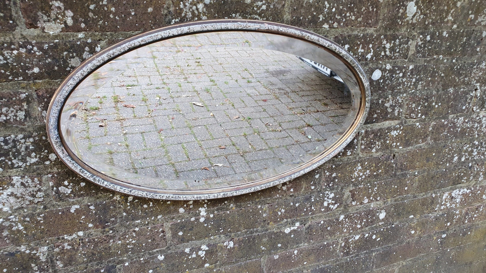 Large Painted and Gold Oval Vintage 1930’s Retro Wall Mirror