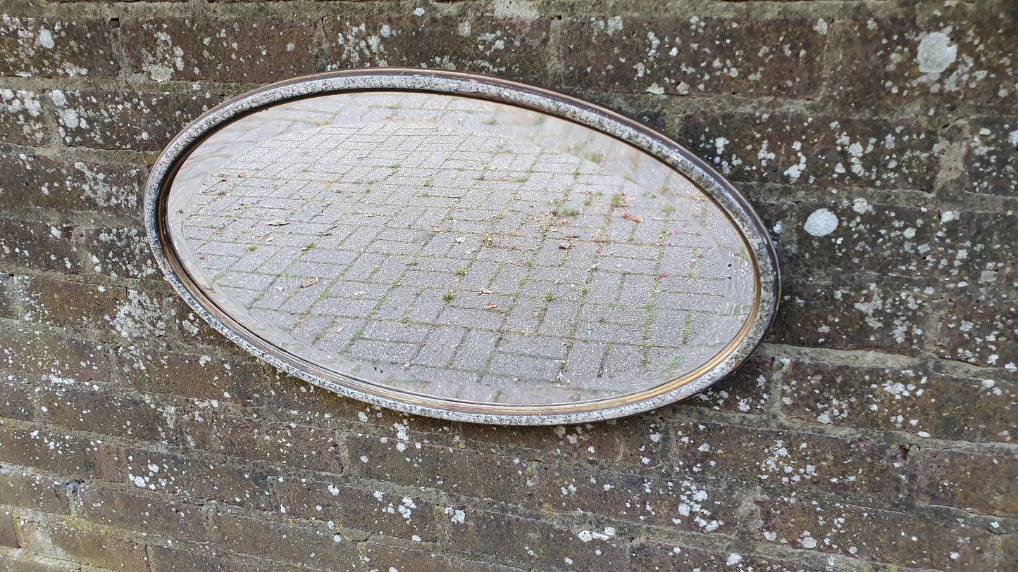 Large Painted and Gold Oval Vintage 1930’s Retro Wall Mirror