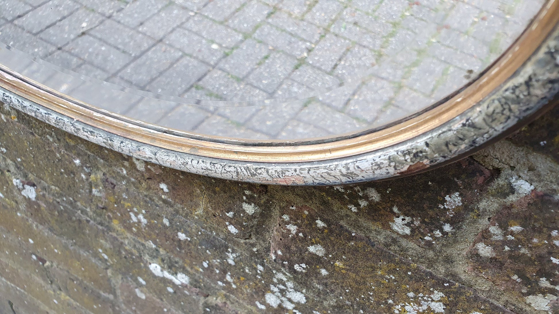 Large Painted and Gold Oval Vintage 1930’s Retro Wall Mirror