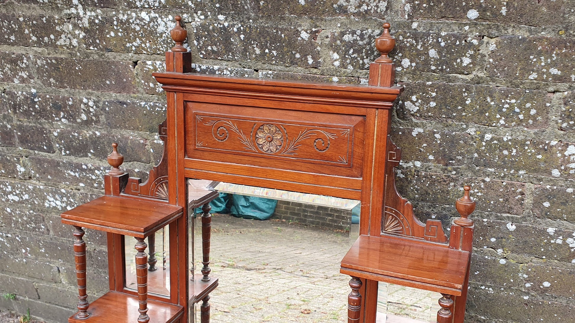 Superb Vintage Victorian Over Mantel Mahogany Mirror 7 Separate Mirrors