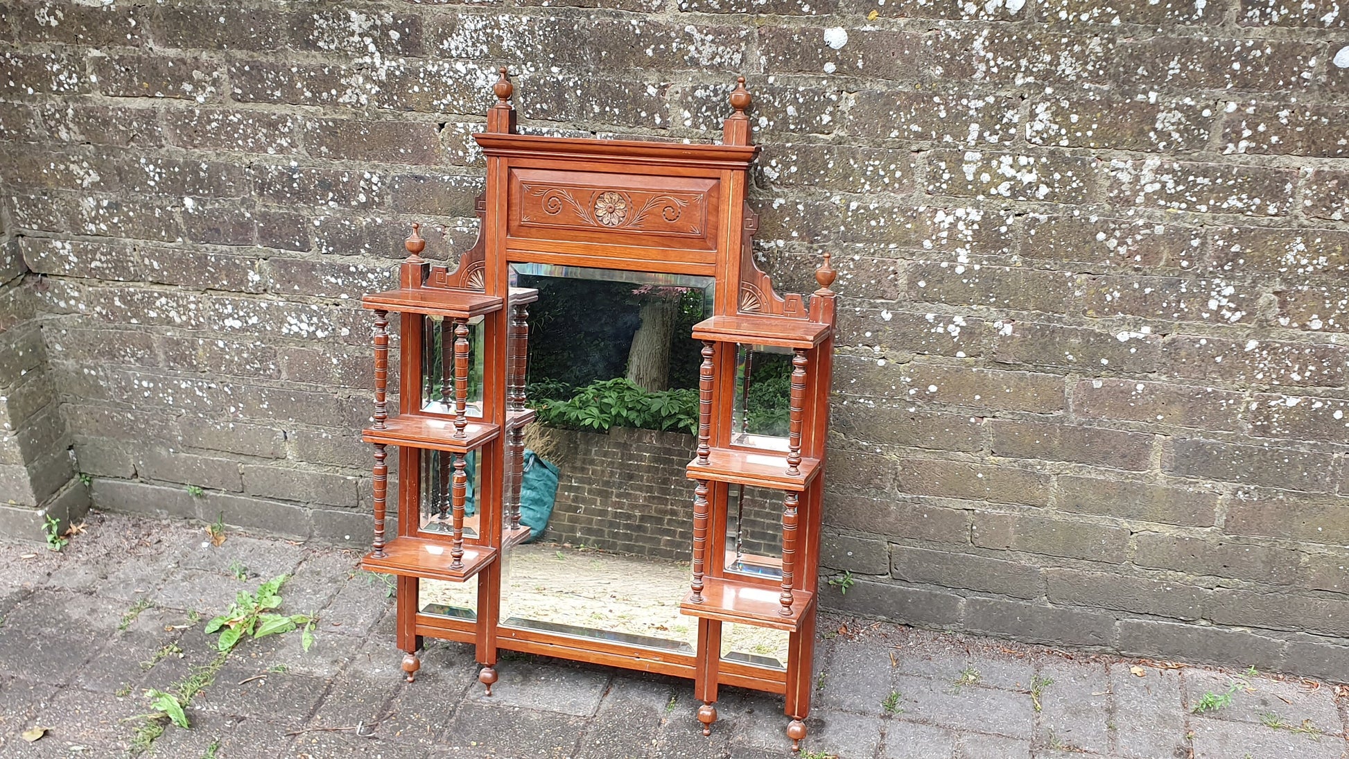 Superb Vintage Victorian Over Mantel Mahogany Mirror 7 Separate Mirrors