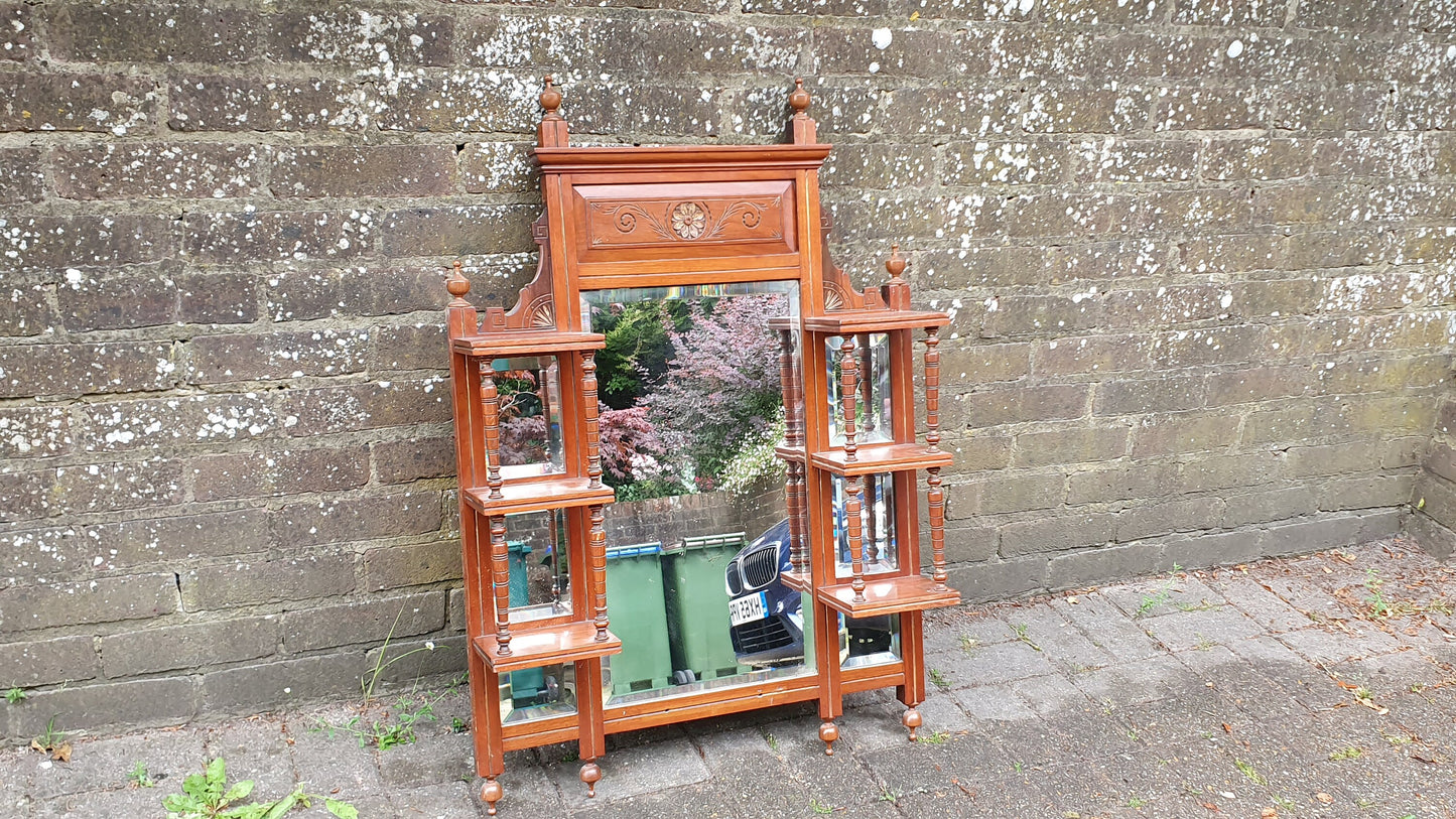 Superb Vintage Victorian Over Mantel Mahogany Mirror 7 Separate Mirrors