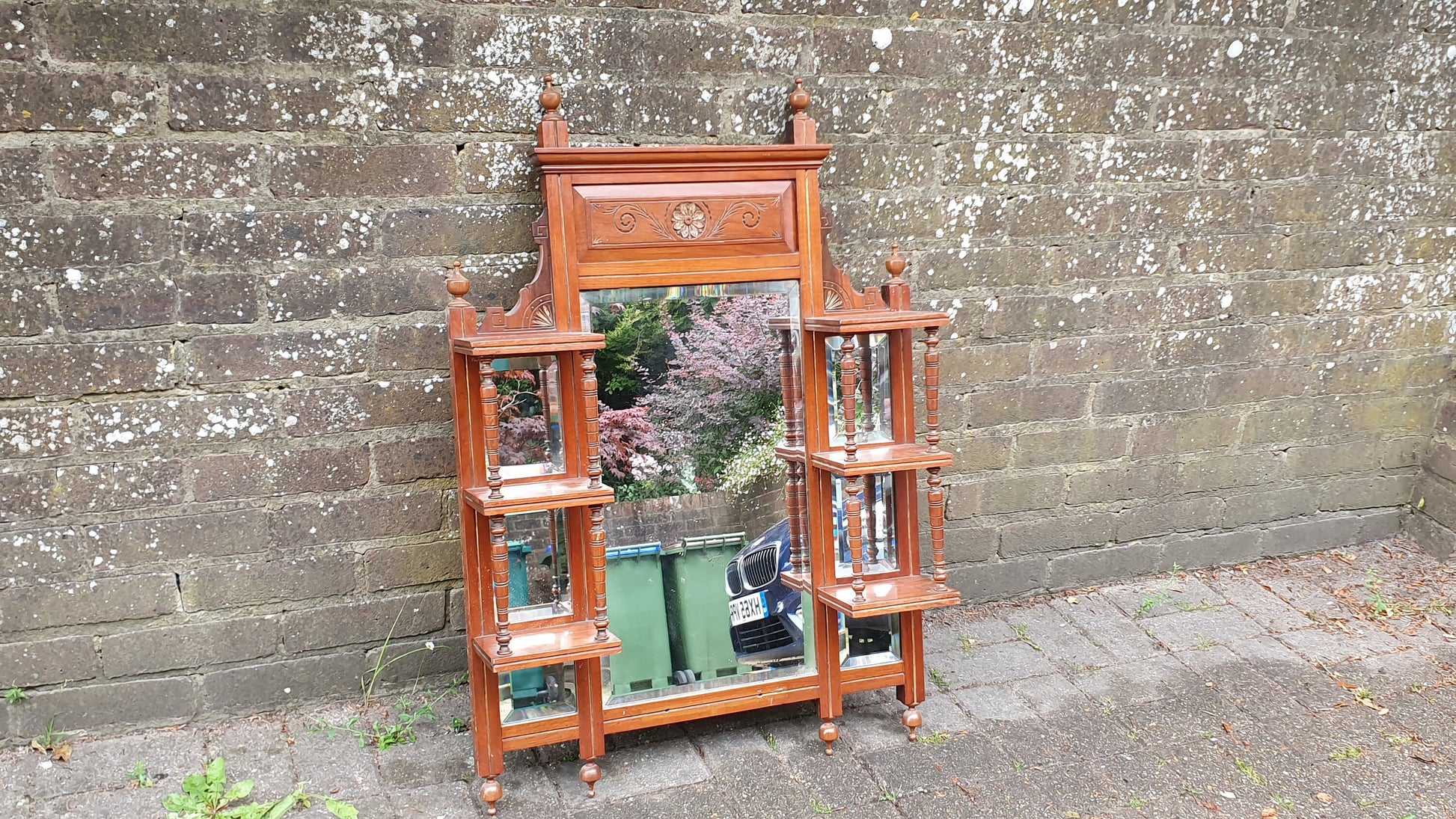 Superb Vintage Victorian Over Mantel Mahogany Mirror 7 Separate Mirrors