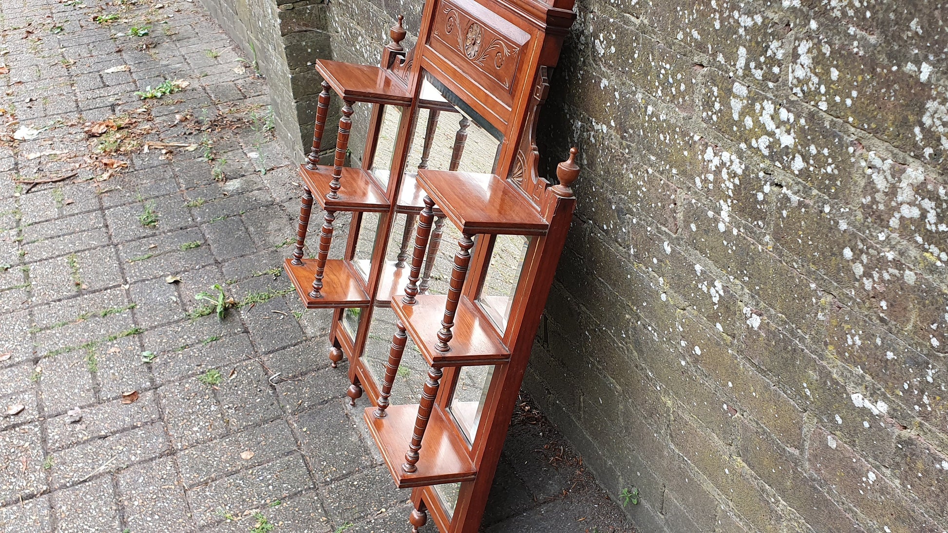 Superb Vintage Victorian Over Mantel Mahogany Mirror 7 Separate Mirrors