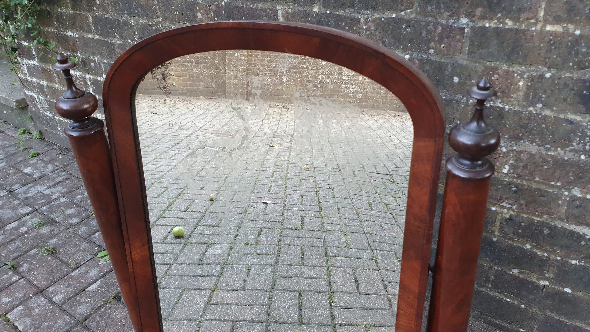 Huge Stunning Victorian Swig Dressing Table Mirror with Trinket Compartment. High Society. 80 cm tall