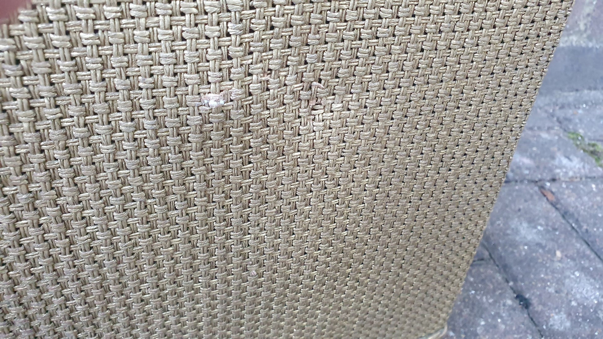 Vintage Retro Lloyd Loom Linen Basket Brass Handle Well Preserved