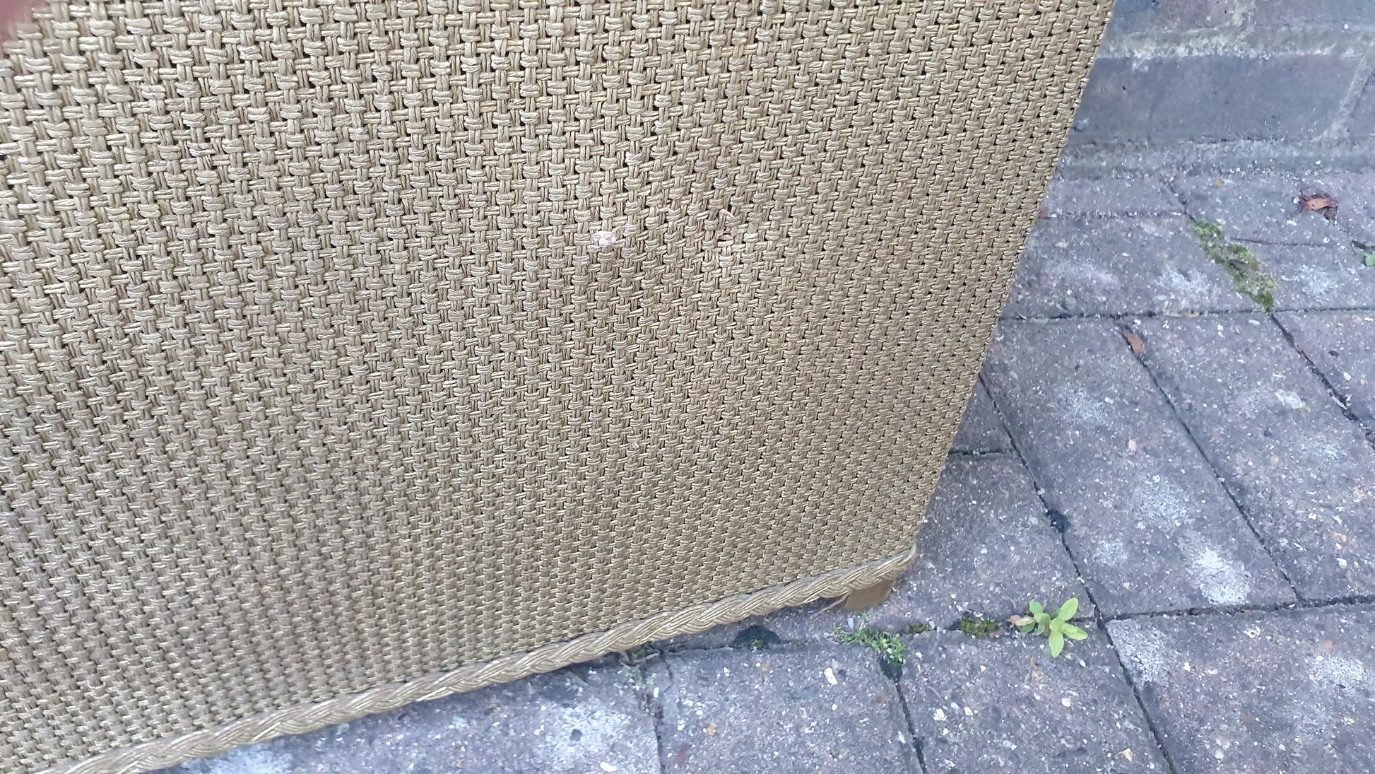 Vintage Retro Lloyd Loom Linen Basket Brass Handle Well Preserved
