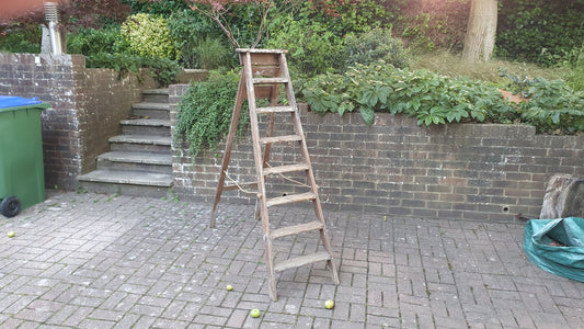 Superb Vintage Step Ladder Marked ‘Newland Dutch Eggs’ Holland Film Prop Shop Display Fold Out.