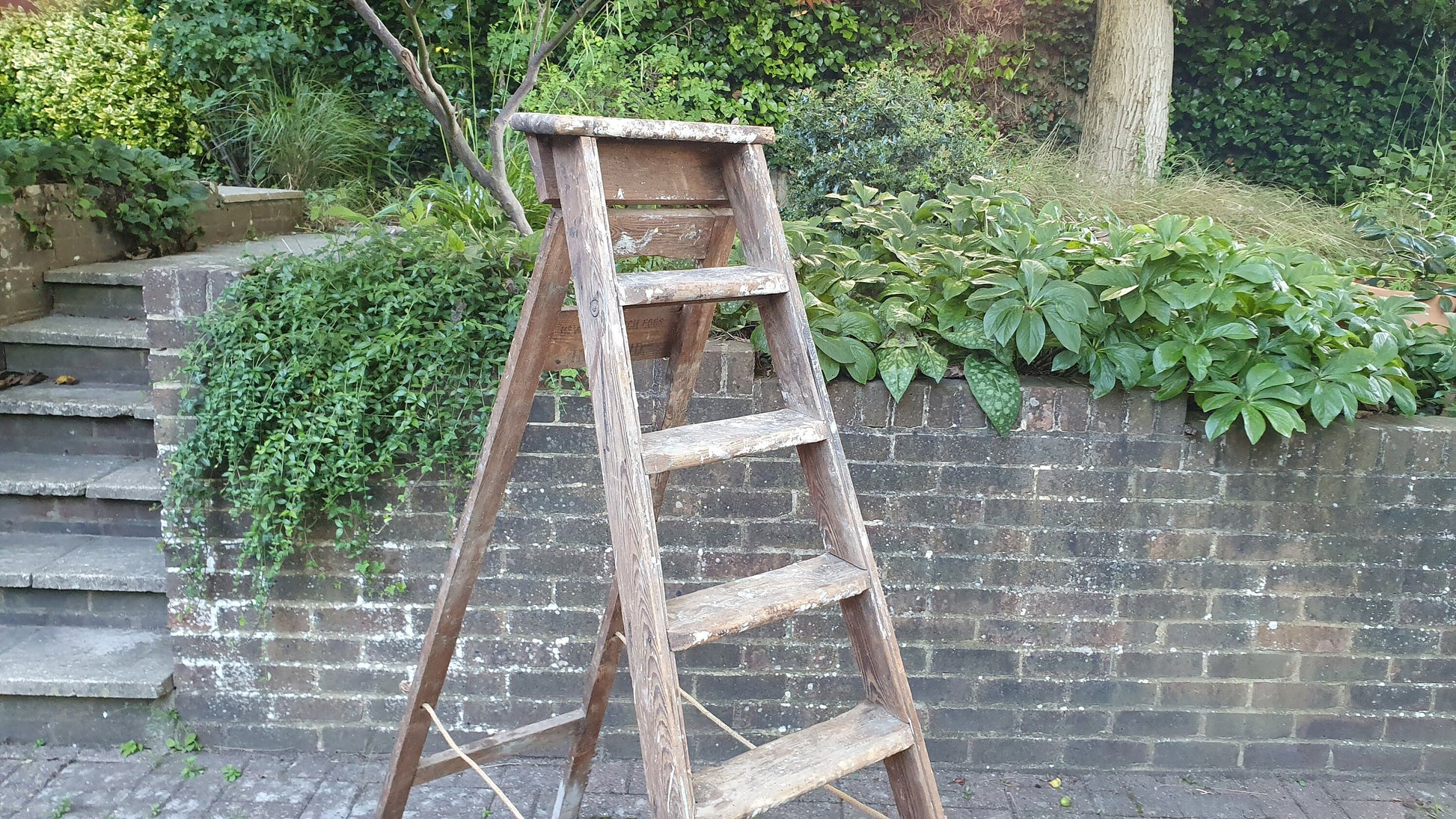 Superb Vintage Step Ladder Marked ‘Newland Dutch Eggs’ Holland Film Prop Shop Display Fold Out.