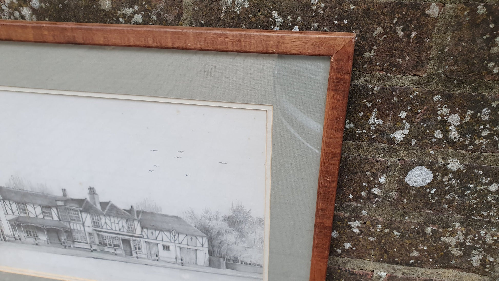 Large Amazing Original Pencil Drawing Sketch Ye Olde Whyte Lyon Locksbottom Orpington Farnborough JRF Ithier English Pub 1993 54 x 43 cm