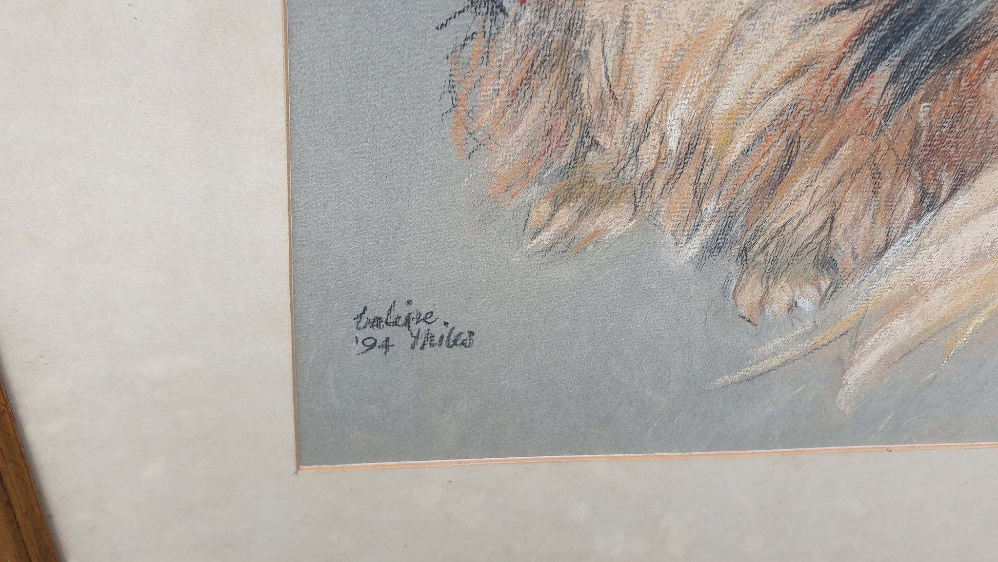Large Original Pekinese Dog Pastel Picture of My Loyal Friend Glazed Glass Frame