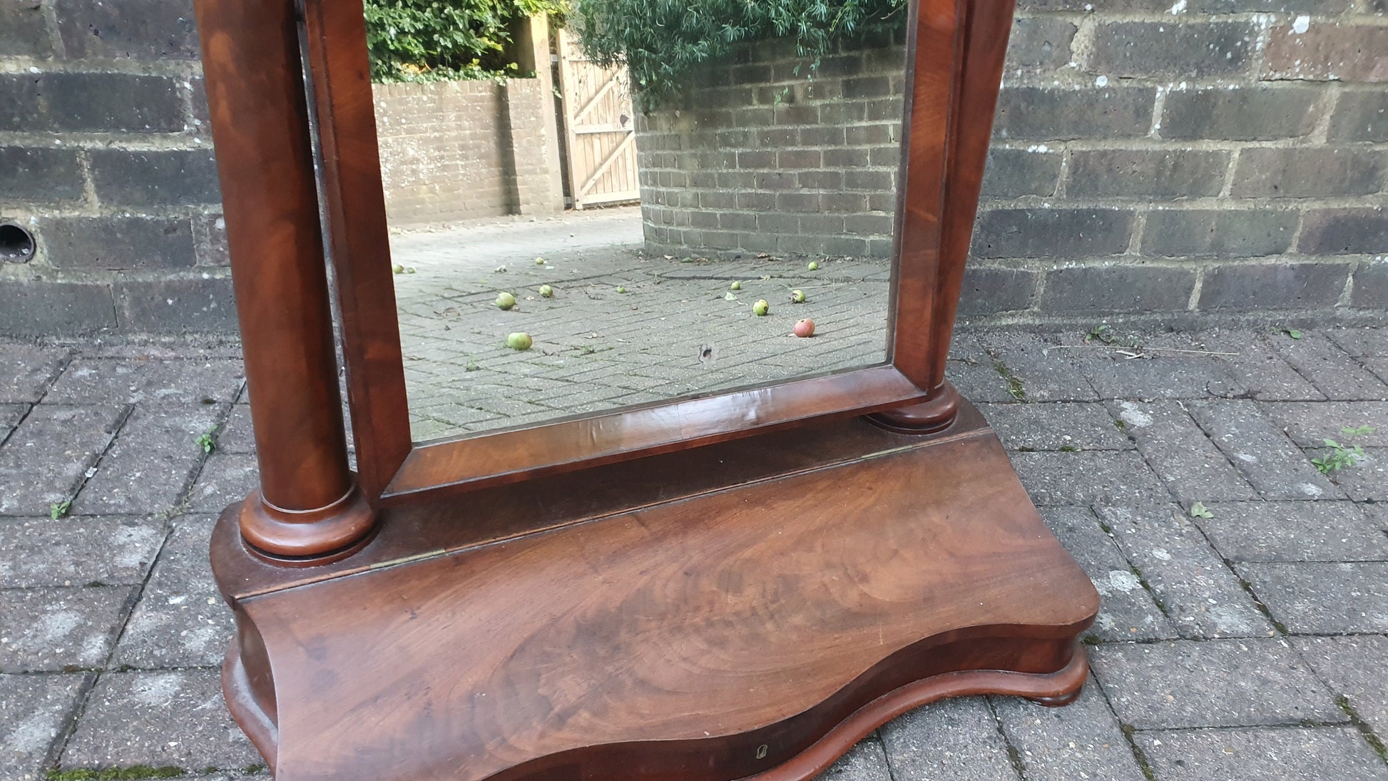 Huge Stunning Victorian Swig Dressing Table Mirror with Trinket Compartment. High Society. 80 cm tall