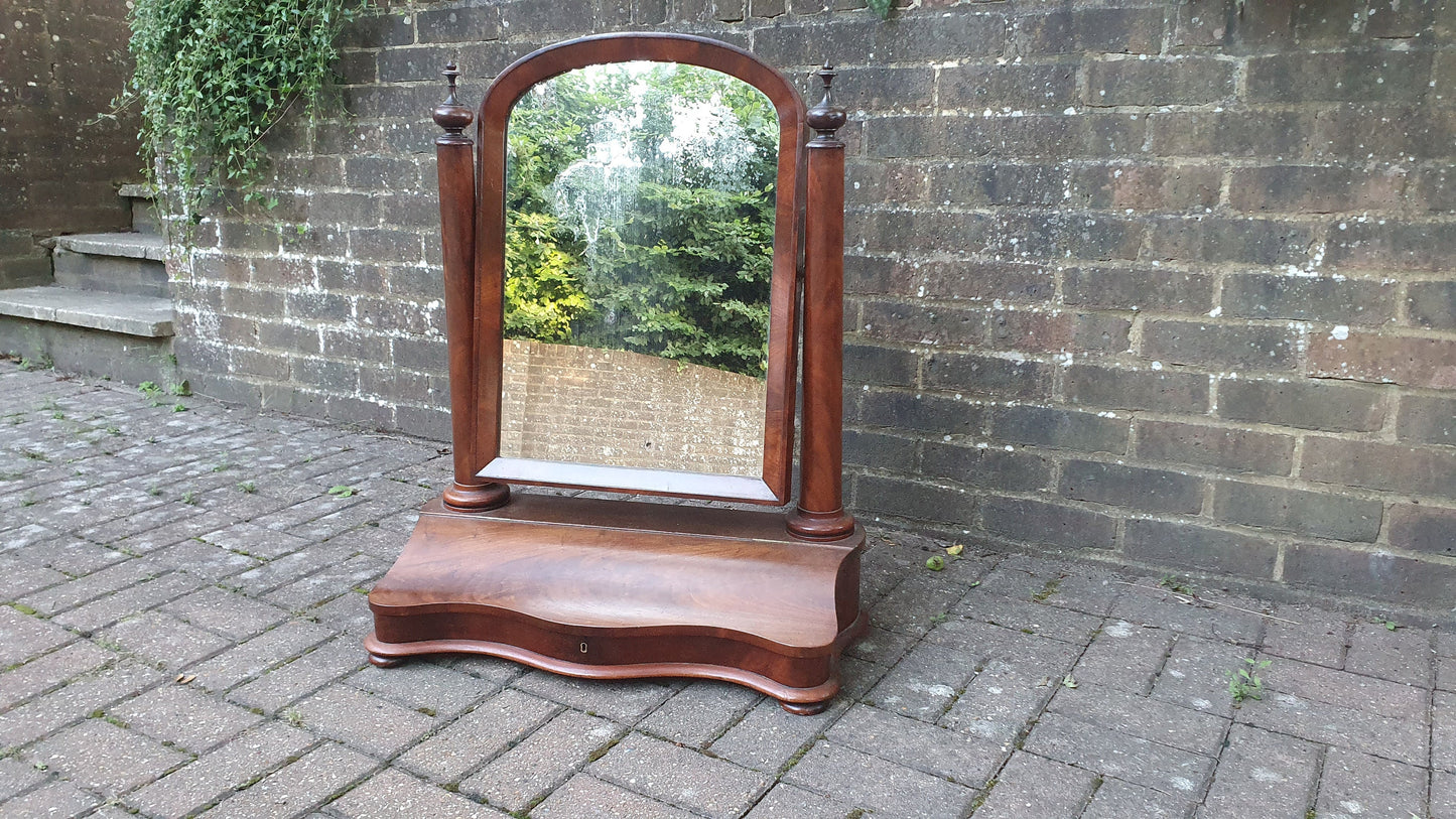 Huge Stunning Victorian Swig Dressing Table Mirror with Trinket Compartment. High Society. 80 cm tall