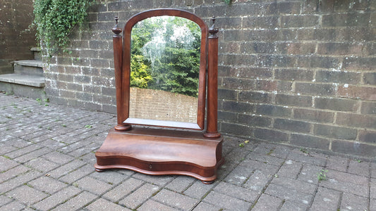 Huge Stunning Victorian Swig Dressing Table Mirror with Trinket Compartment. High Society. 80 cm tall