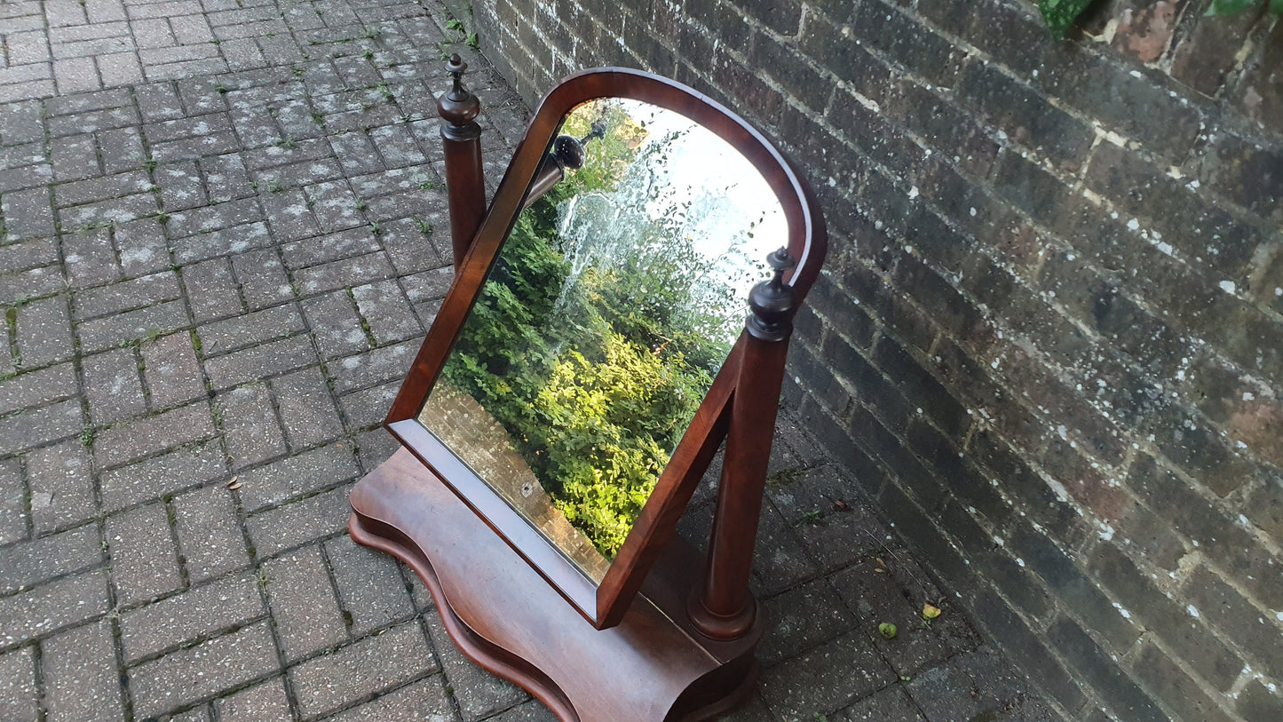 Huge Stunning Victorian Swig Dressing Table Mirror with Trinket Compartment. High Society. 80 cm tall